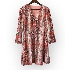 JNSQ Delia Shirt Dress Belted Salmon + Snakeskin Size 4 NWT